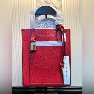 MARC JACOBS Savvy Red MICRO Leather Tote with Shoulder Strap